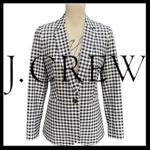 J. Crew Navy/White Parke Cotton Stretch Checkered Blazer (2)